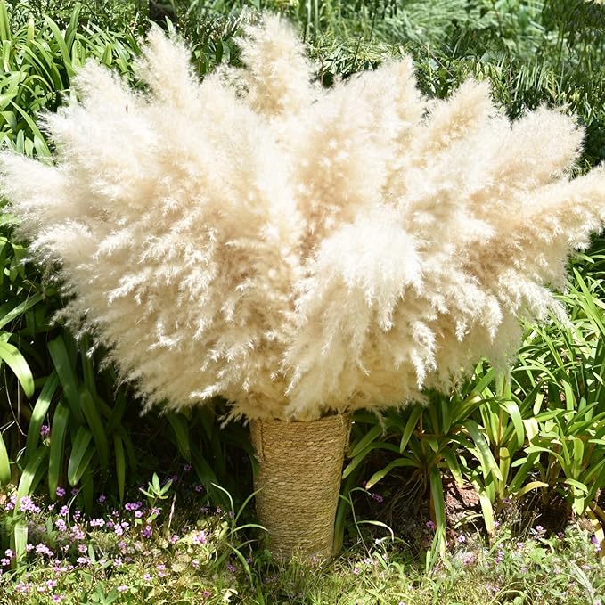 40" 33PCS Dried Pampas Grass Decor Tall,Large Natural Beige pompas Grass Tall Pampas Grass for Floor Vase,Wedding Decoration,Party,Farmhouse,Boho Home Decor,and Creating a Bohemian Ambiance