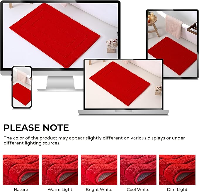 GRANNY SAYS Red Bathroom Rug, 20" x 32", Non-Slip, Absorbent, Washable, Microfiber Bath Mat for Tub, Shower Rugs