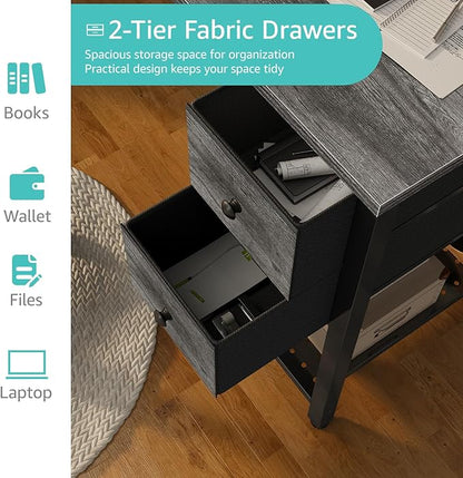 Lufeiya Computer Desk with Fabric Drawers, 40 Inch Gaming Desk for Small Space Home Office, Modern Simple Study Writing Table PC Desks for Bedroom, Gray