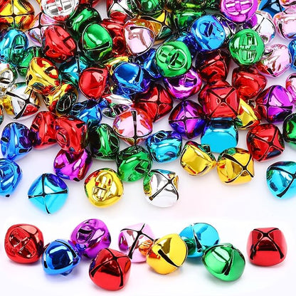 Augshy 120 Pcs Jingle Bells, 1 Inch Multicolor Craft Bells Small Tiny Bells for Crafts, DIY Christmas Tree Ornaments Decorations Party Home Pet Decor Jewelry Making