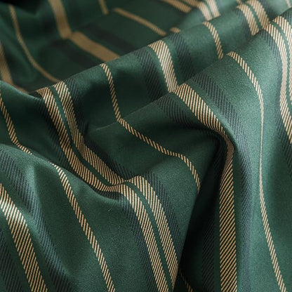 CLOTHKNOW Green Stripes Queen Comforter Set Farmhouse Bedding Comforter Sets Ticking Comforter Queen Hunter Green Comforter Soft Boho