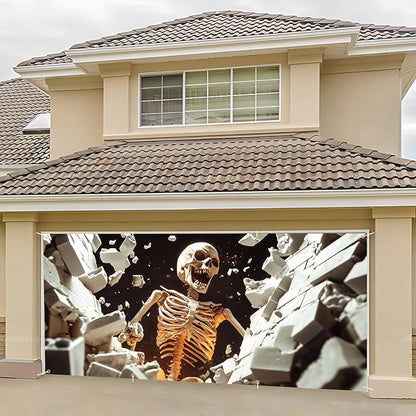6 x 13 ft Halloween Garage Door Decorations Halloween decorations Witch Door Cover, Hanging Banner, Cauldron Backdrop Mural for Home, Outdoor, Indoor, Spooky Party, Wall, Window (Broken Wall)
