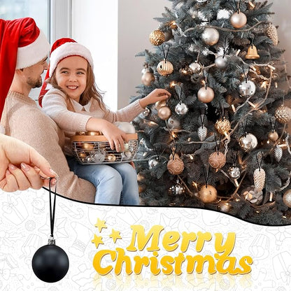 JUNEBRUSHS 300Pcs Christmas Ornament Ribbon Hangers, Hand Tied String Ties Ornament Loops Thin Ribbon for Ornaments Christmas Tree Hanging Decoration Black