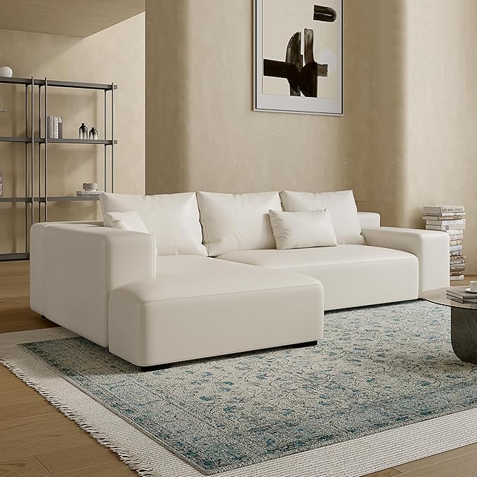 Acanva Modern Oversized Modular L Shaped Sectional Sofa Set for Living Room, Minimalist Style Comfy 4-Seat Corner Couch, Left Chaise, Vegan Leather