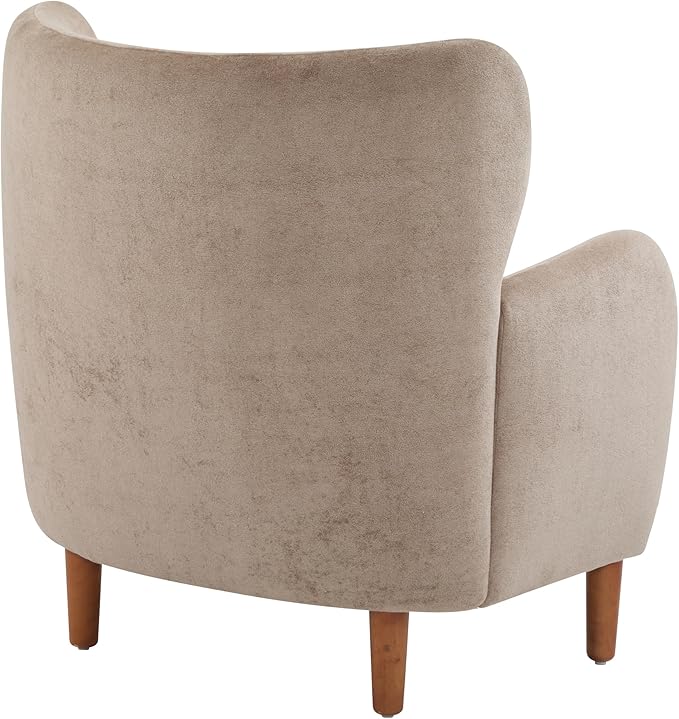 Christopher Knight Home Dolly Mid-Century Modern Velvet Upholstered Wingback Club Chair, Living Room Lounge Chair for Relaxation, Reading Armchair, Solid Wood Living Room Accent Chair, Camel+Brown