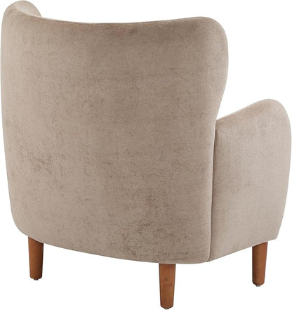 Christopher Knight Home Dolly Mid-Century Modern Velvet Upholstered Wingback Club Chair, Living Room Lounge Chair for Relaxation, Reading Armchair, Solid Wood Living Room Accent Chair, Camel+Brown
