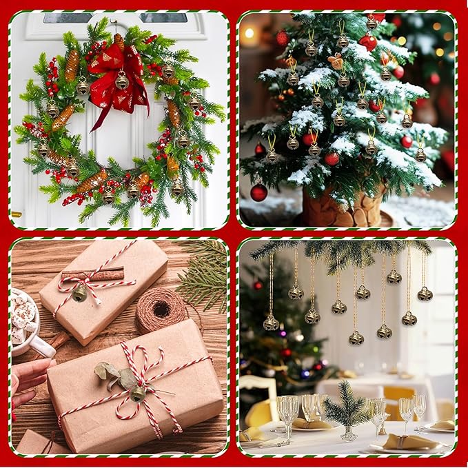 Augshy 200 Pieces Mini Jingle Bells, 1/4 Inch Vintage Alloy Bronze Color Bell Craft Bell for Christmas Home and Pet Decorations Bracelet Necklace Making Xmas Decor Party Favors Supplies