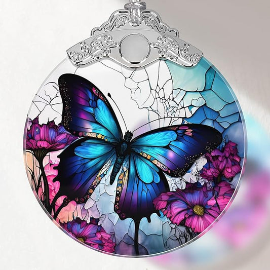 Stained Glass Butterfly Ornament - Christmas Tree Decor