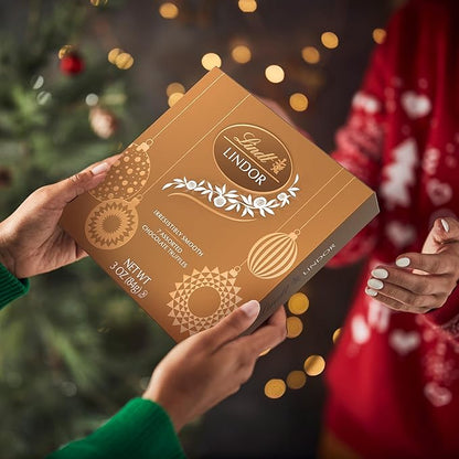 Lindt LINDOR Holiday Assorted Chocolate Candy Truffles Token Gift Box, 3.0 oz.
