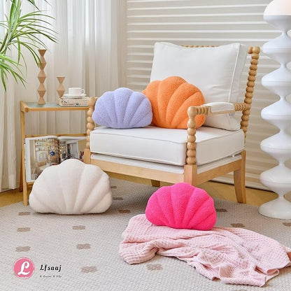 Seashell Throw Pillows, Shell Shaped Throw Pillows, 18 Inch Soft Home Decorative Pillow Plush Cushion for Bed Couch Living Room Decor Accent Throw Pillow (Lavender 18Inch)