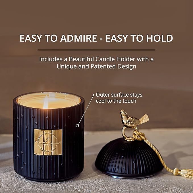 Luxury Scented Candles Gift Set for Women - Candle Holder + 2 x 8.5oz Premium Scented Candles for Home + Wick Trimmer - 110+ Hours Burn Time - Paraffin-Free - 4 pcs
