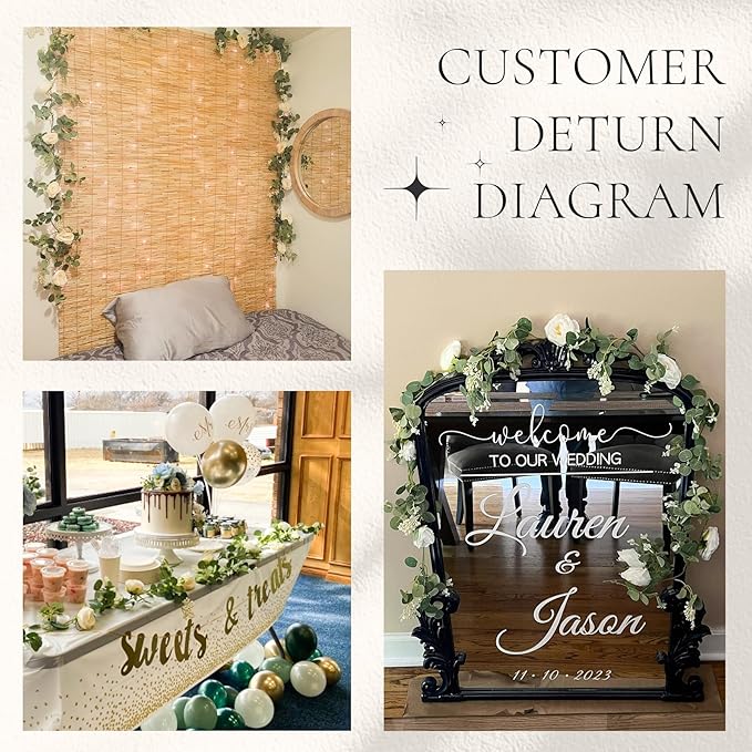 Der Rose 2Pcs Artificial Eucalyptus Flower Garland with Fake Rose Flower Vine Seeded Eucalyptus Leaves Greenery Garland for Wedding Table Backdrop Party Centerpiece Room Decor (Champagne-Total 13FT)