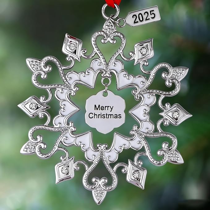 Christmas Tree Ornaments Snowflake Dated 2025, Metal Christmas Ornaments, Christmas Tree Decorations, Hanging Decoration, Angel Reindeer