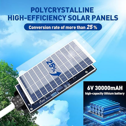 8600W Solar Street Lights Outdoor - Wide Angle Solar Lights Outdoor Motion Sensor, Parking Lot Light Dusk to Dawn,8000K LED Street Light for Commercial,Yard(2 Pack)