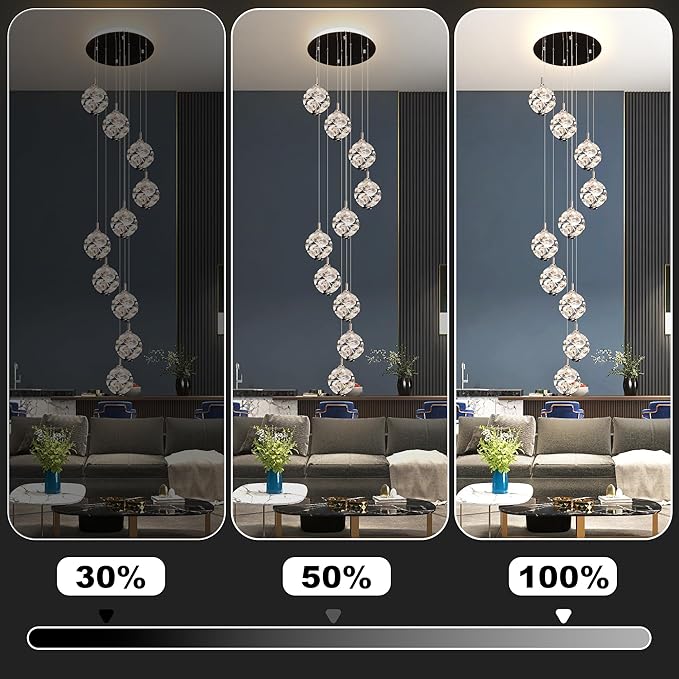 10-Light High Ceilings Long Chandeliers Modern Crystal Staircase Chandelier Hanging Lighting Fixtures Long Raindrop Hanging Chandeliers for Staircase,Foyer,Entryway