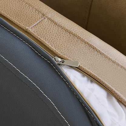 CHITA Genuine Leather Swivel Barrel Chair, Modern Comfy FSC Certified Upholstered Leather Accent Chair for Living Room, Fully Assembled, Mocha