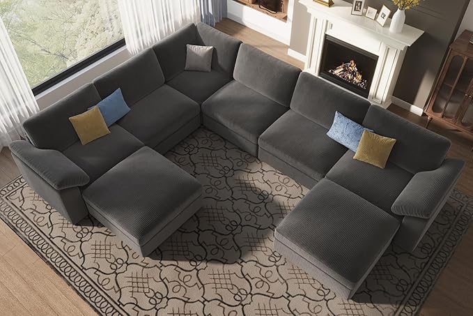 EASE MOOSE Sectional Modular Sofa,Oversized U Shape Sectional Couch Wide Deep Seat Modular Cloud Couch,Dark Grey