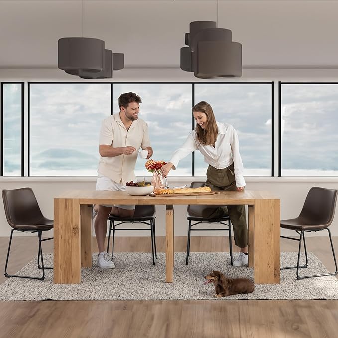 Transformer Table Expandable Dining Table Set for 4 to 12, Living Room Furniture Lift Top Coffee Table with Storage, Extendable Dinner Table with Panels Storage Coffee Desk, Modern Dining Room Tables