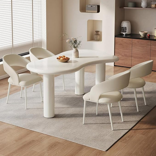 62.2" Dining Table Set for 4, Dining Table with 4 Chairs,Modern Cream Style Dining Table Set for Kitchen, Dining Room