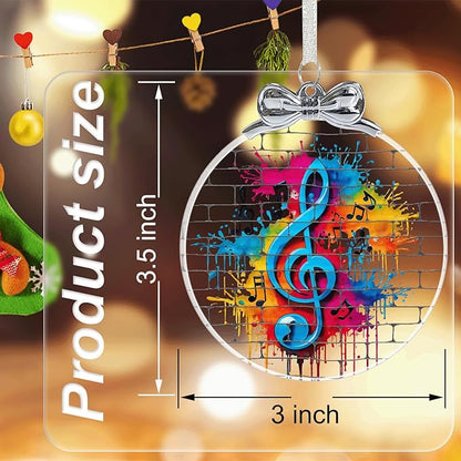 Musical Note Stained Glass Ornament - Musician Gifts for Women Men Friends Teachers - Hanging Christmas Ornaments for Christmas Tree Decorations, Holiday Keepsake Present Exchange Ideas