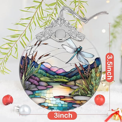 Dragonfly Stained Glass Ornament - Christmas Tree Decor, Gift Exchange Idea