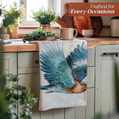 Maison d'Hermine Dish Towels 100% Cotton Absorbent Kitchen Towels Flying Birds Spring Summer Set of 3