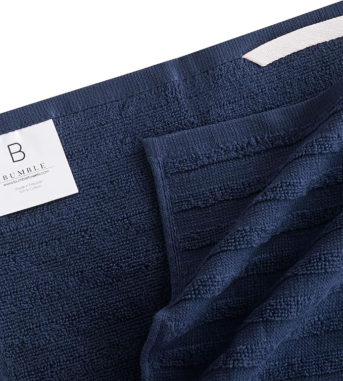 Premium Kitchen Towels 6 Pack Large Cotton Flat Terry Absorbent Tea Towels with Hanging Loop Navy Blue 20x28