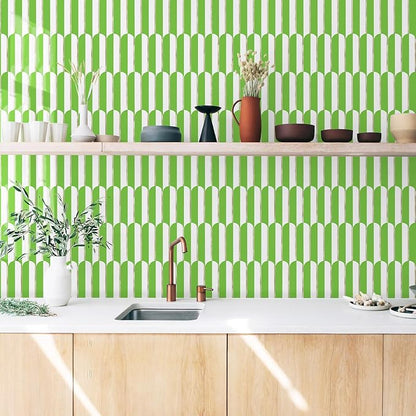 Vamos Tile Peel and Stick Backsplash Seamless Tile for Kitchen,White and Grass Green PVC Mixed Light Gold Self Adhesive Fish Scale Metal Mosaic Tiles (10 Sheets)