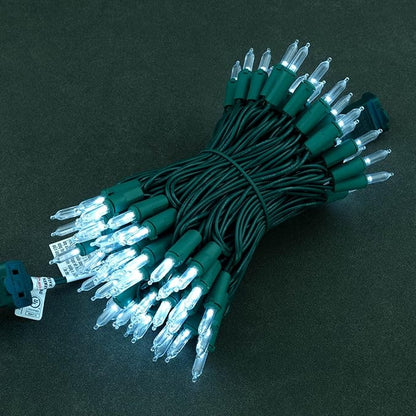 YULETIME Cool White LED Christmas Lights with Green Wire, 33 ft 100 Count UL Certified Commercial Grade Holiday String Light Set (Cool White - Green Wire)