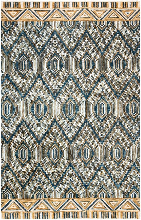 SAFAVIEH Aspen Collection 2' 3" x 5' Blue/Gold APN822M Handmade Boho Wool Entryway Living Room Foyer Bedroom Accent Rug