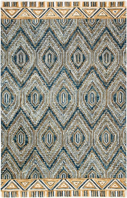 SAFAVIEH Aspen Collection 2' 3" x 5' Blue/Gold APN822M Handmade Boho Wool Entryway Living Room Foyer Bedroom Accent Rug