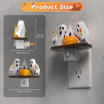 L LOHAS LED Halloween Night Light,Ghost Campfire Nightlight,Campfire Flickering Night Lights Plug into Wall,Halloween Decorations for Kids Adults