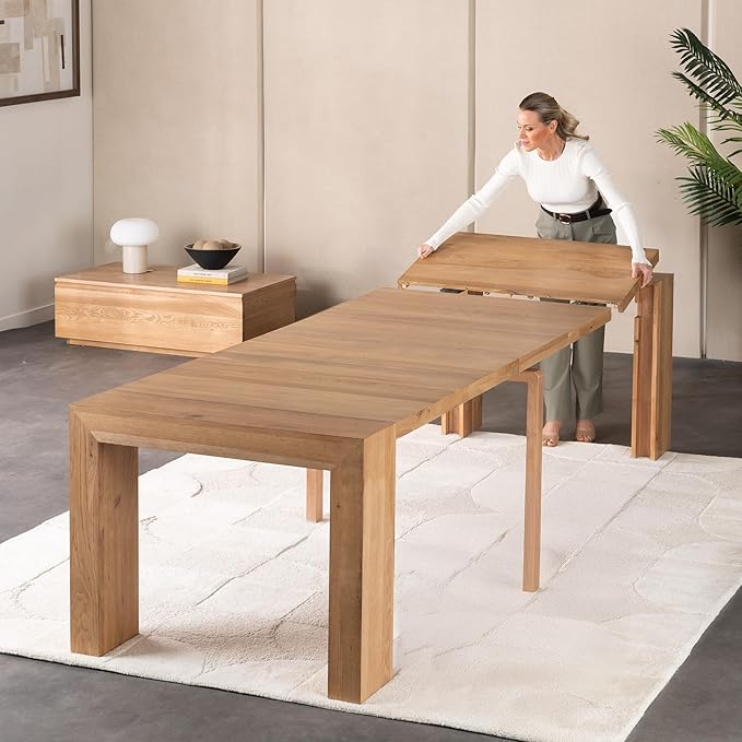 Transformer Table Expandable Dining Table Set for 4 to 12, Living Room Furniture Lift Top Coffee Table with Storage, Extendable Dinner Table with Panels Storage Coffee Desk, Modern Dining Room Tables