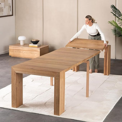 Transformer Table Expandable Dining Table Set for 4 to 12, Living Room Furniture Lift Top Coffee Table with Storage, Extendable Dinner Table with Panels Storage Coffee Desk, Modern Dining Room Tables