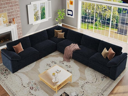 EASE MOOSE Oversized L Shape Sectional Couch,Extra Large Deep seat Gray Sectional Modular Sofa for Living Room,Blue