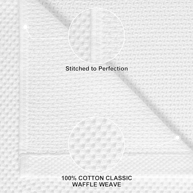 Homaxy 100% Cotton Kitchen Towels and Dishcloths Set, 12 x 12 Inches and 13 x 28 Inches, Set of 16 Bulk Kitchen Towels Set, Ultra Soft Absorbent Dish Cloths for Washing Dishes, White