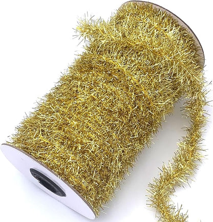 50 Yards Gold Metallic Tinsel Christmas Garland Tinsel Bibbon for Christmas Tree,Wedding Birthday Party Decorations Supplies