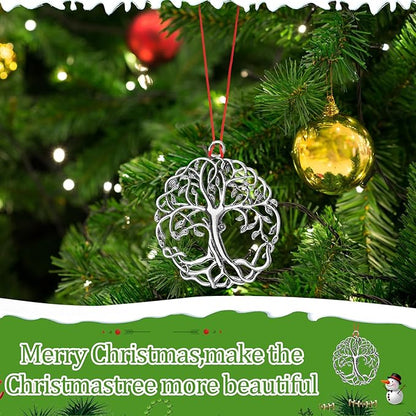 Zhengmy 8 Pieces Christmas Ornaments 2025 Solid Pewter Christmas Tree Ornament Metal Gnomes Santa Angel Snowman Hanging Craft Xmas Gifts with Red Bags(Classic)