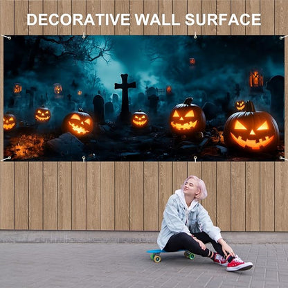6 x 13 ft Halloween Garage Door Decorations Halloween decorations Witch Door Cover, Hanging Banner, Cauldron Backdrop Mural for Home, Outdoor, Indoor, Spooky Party, Wall, Window (Cross)