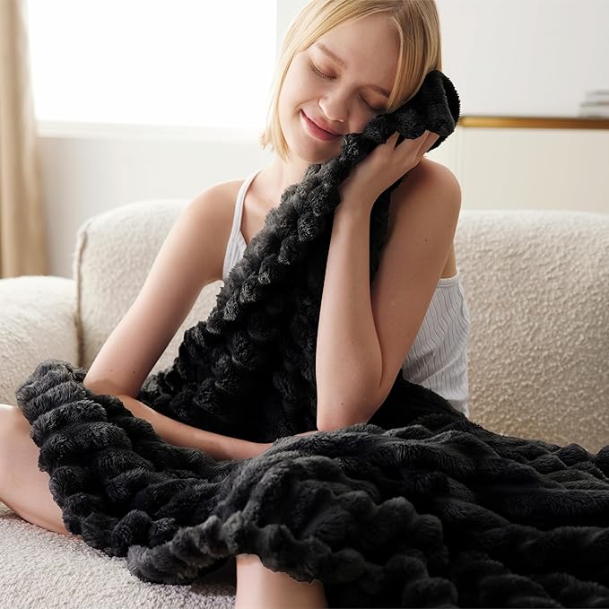 Bedsure GentleSoft Black Fleece Blanket for - Cozy Soft Blankets for Women, Cute Small Throws for Girls, 50x70 Inches