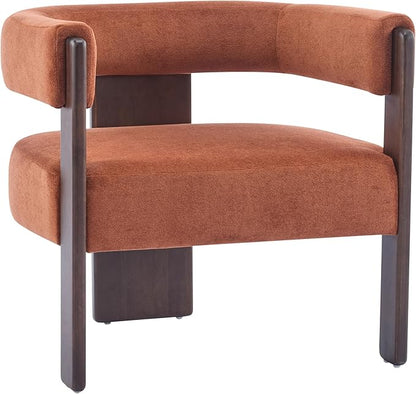 Christopher Knight Home Nettie Modern Accent Chair for Living Room, Velvet Fabric Single Lounge Sofa Chair with Wooden Frame, Comfy Reading Chair for Bedroom, Lounge Armchair with Cushion,Burnt Orange