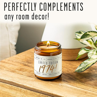 51st Birthday Gifts for Women - 'Limited Edition 1974' Soy Candle, w/Champagne on Ice I 51 Birthday Gifts for Women I 51st Gift for Her Ideas I 9oz Reusable Jar, 50Hr Burn, Made in USA
