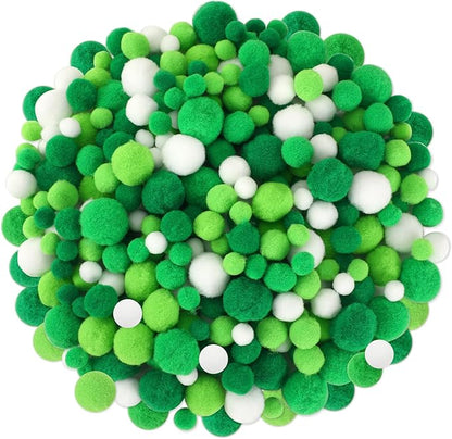 UPINS St. Patrick's Day Pom Poms Balls,600 Pieces Green Pom Poms Mixed Sizes Pompoms for Crafts Making DIY Spring St. Patrick's Day Party Decorations Supplies (3 Sizes)