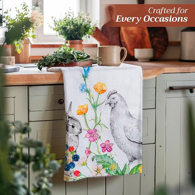 Maison d'Hermine Dish Towels 100% Cotton Absorbent Printemps Set of 3 Spring Summer