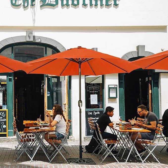 Blissun 9' Outdoor Patio Umbrella, Outdoor Table Umbrella, Yard Umbrella, Market Umbrella with 8 Sturdy Ribs, Push Button Tilt and Crank