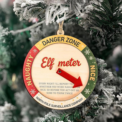Funny Christmas Ornaments – Naughty or Nice Elf Meter Ornament 2025 – Christmas Ornament 2025 – White Elephant Gifts - Xmas Tree Funny Decoration Decoration