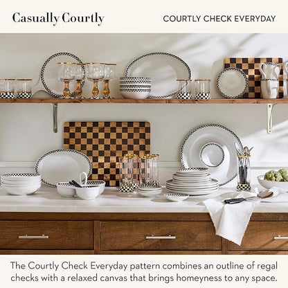 MACKENZIE-CHILDS Everyday Oval Casserole Baker, Cute Oven Baker, Small, Black-and-White Courtly Check