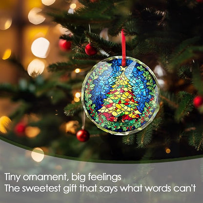 Christmas Tree Ornament 2025 - Ceramic Hanging Decor for Christmas Tree - Festive Xmas Ornament Gift - Round Seasonal Decoration for Home or Office