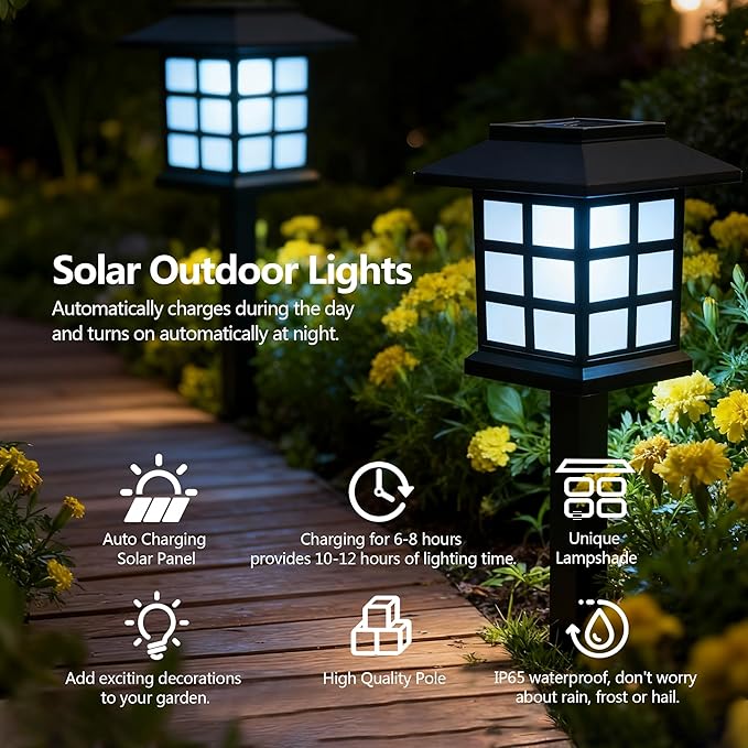 Solar Lights Outdoor,16 Pack LED Solar Garden Lights Waterproof,Auto On/Off Solar Pathway Lights for Landscape,Path,Yard,Patio,Driveway,Walkway Decor