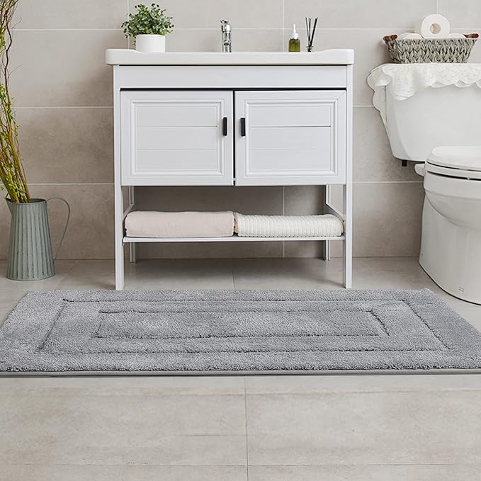 GRANNY SAYS Gray Bathroom Rug Mat, Bath Mats for Bathroom Non-Slip, Super Soft and Water Absorbent, Extra Large Bath Rugs, Microfiber Bath Rugs for Floor, Tub and Shower, 59" x 24"